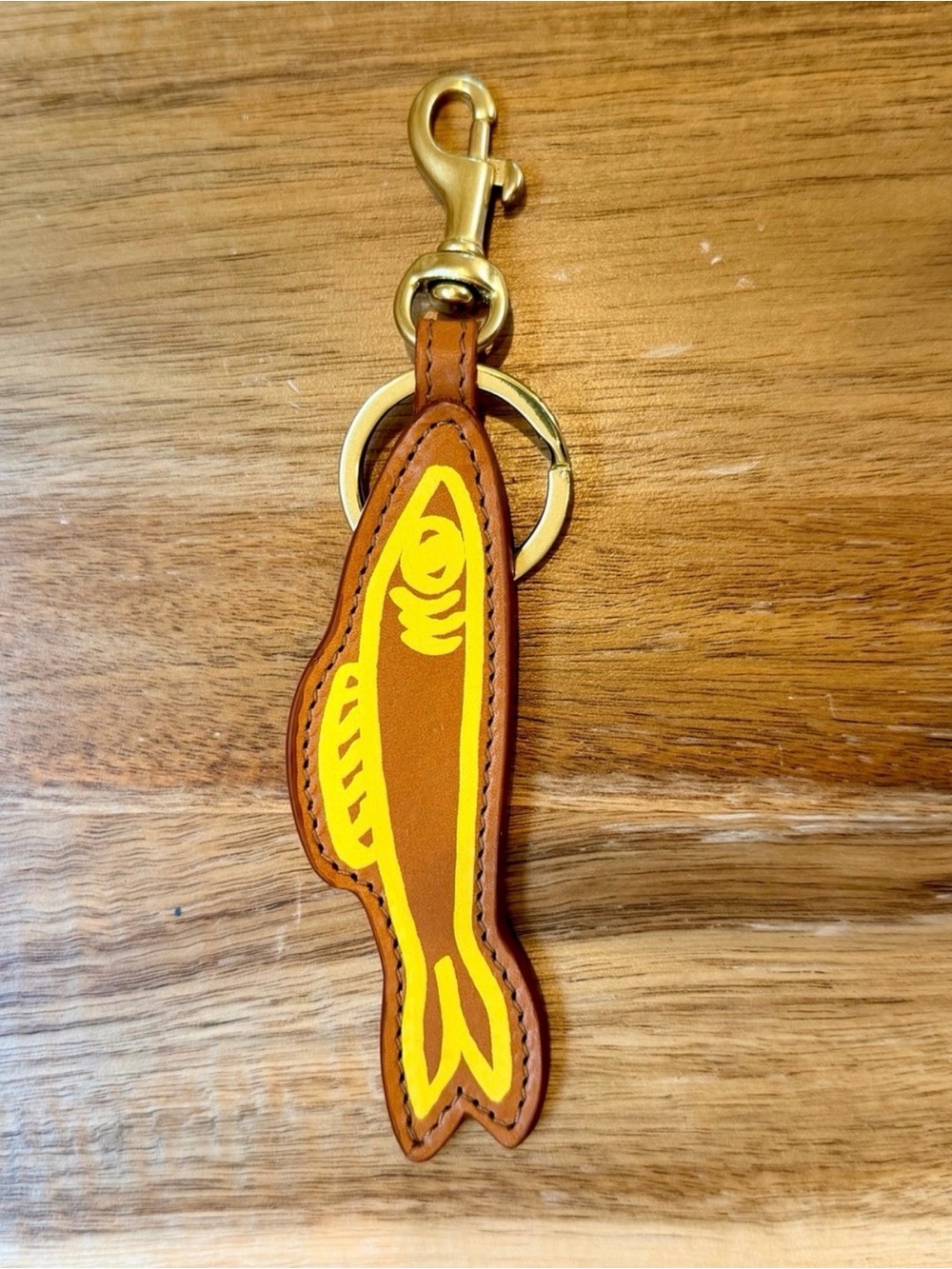 Clare V Le sardine keychain retail $125 brown/yellow Cuoio